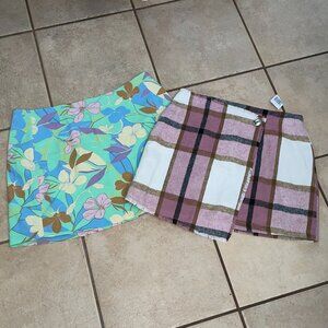 NWT $115 Pastel Green Floral Mini Skirts SANCTUARY & Plaid Tartan HYFVE M 12